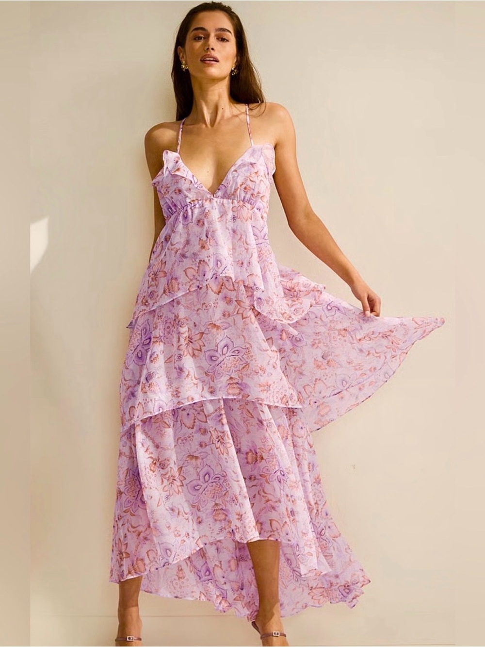 Victoria's Secret Lilac Floral High-Low Maxi Dress